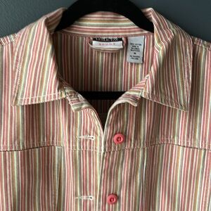 NWT LESLIE FAY SPORT Women's Jacket medium Pink White Purple Stripes new